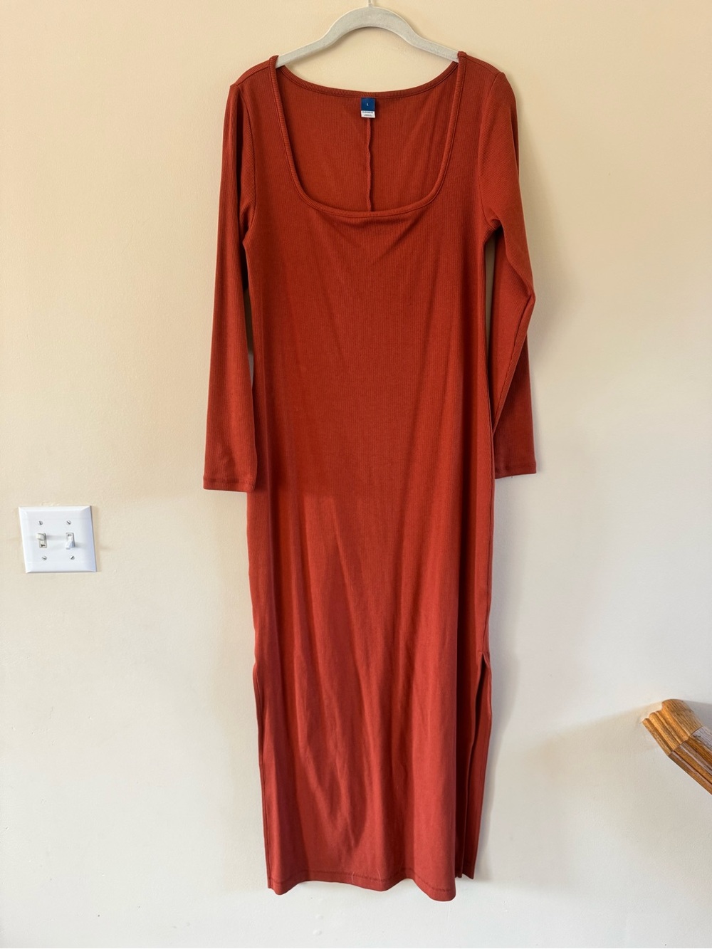 Old Navy Rust Long Sleeve Scoop-Neck Maxi Dress
